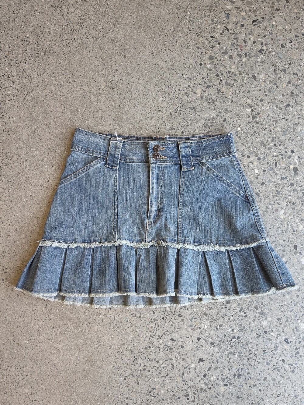 Y2K Denim Pleated Mini Skirt